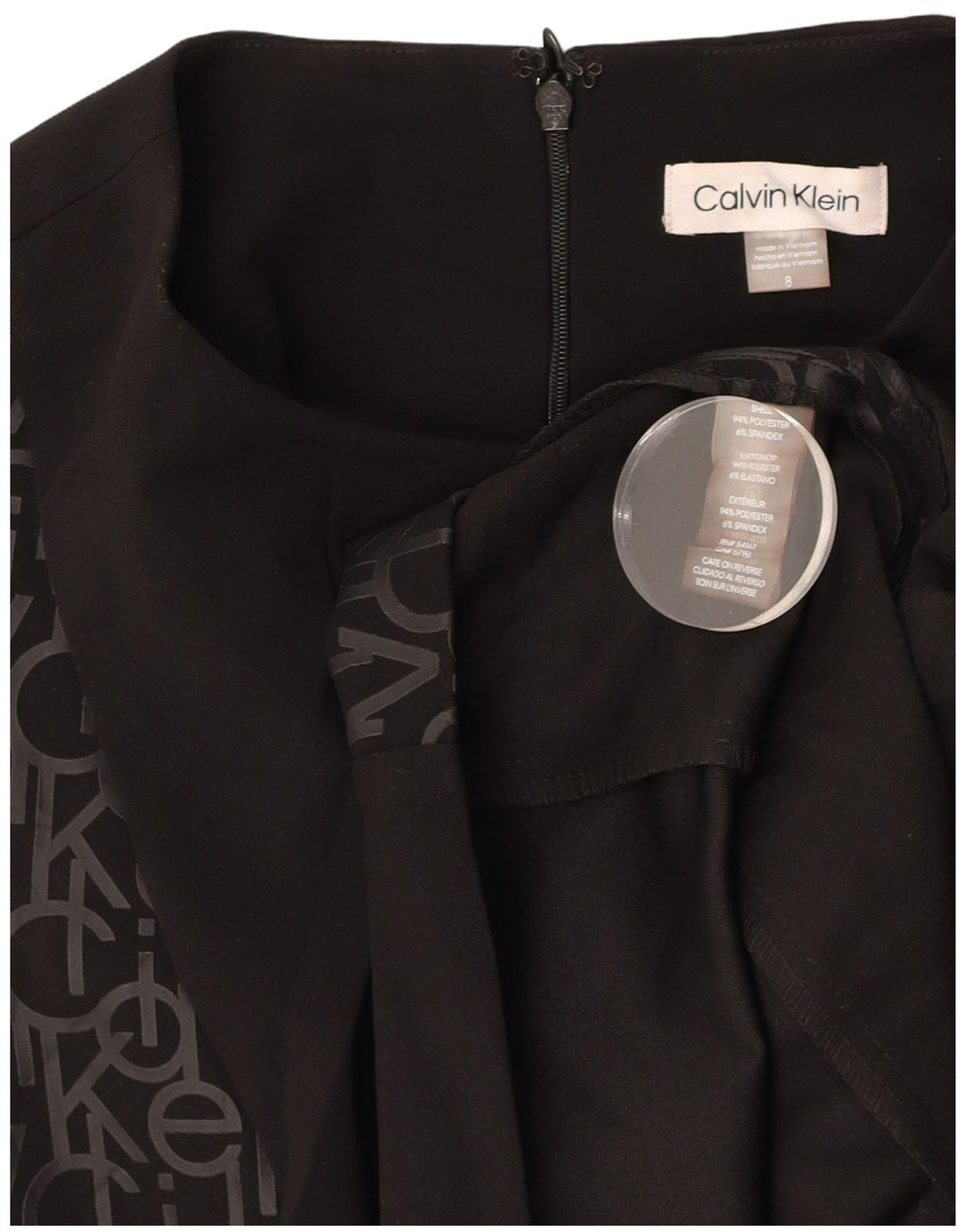 CALVIN KLEIN Abito tubino senza maniche con grafica da donna US 8 Medium Nero