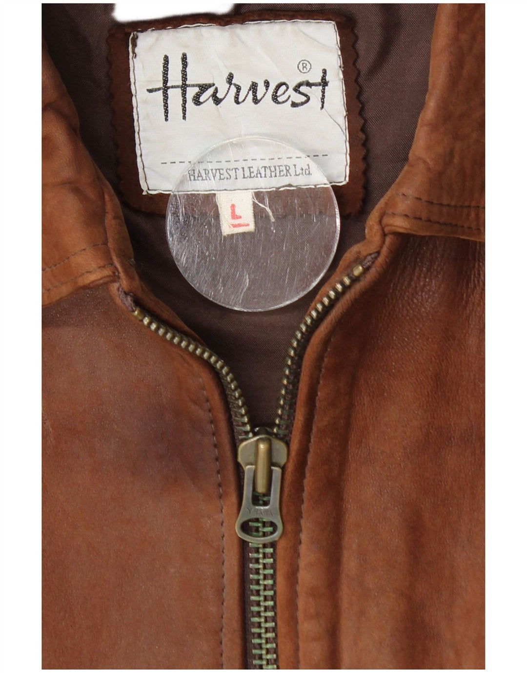 Harvest Mens Leather Jacket UK 40 Large Brown Leather
