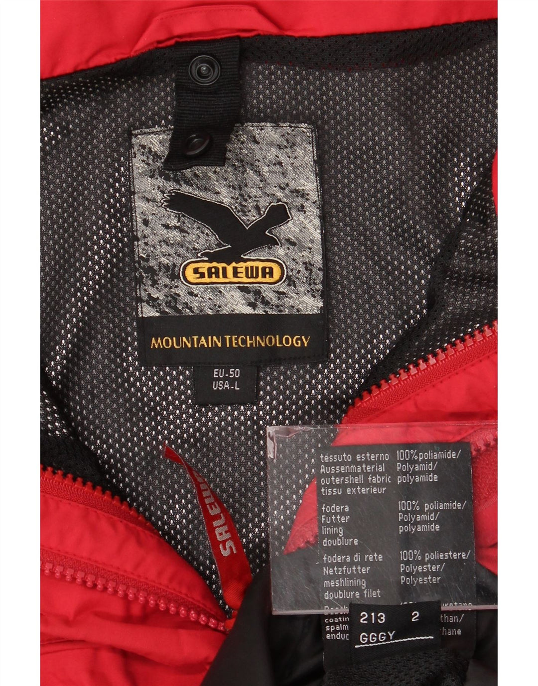 SALEWA Giacca a vento da uomo con cappuccio EU 50 Large Rosso Poliammide