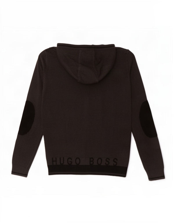 Hugo Boss Boys grafikus kapucnis kardigán pulóver 9-10 éves szürke pamut