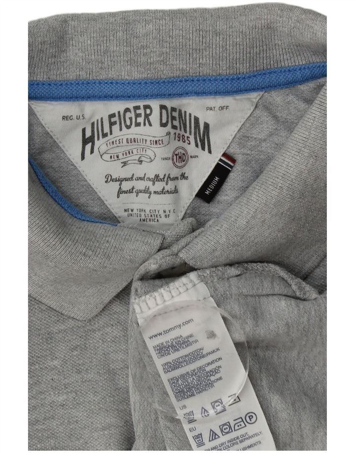 Tommy Hilfiger Mens Graphic Polo Shirt Medium Grey Flecked Cotton