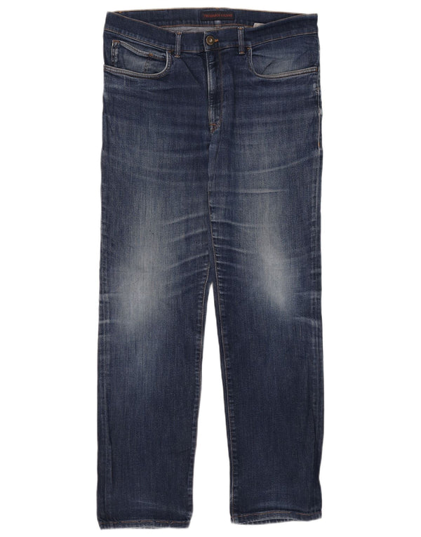 Jeans Straight Uomo Trussardi IT 52 XL W38 L32 Blu Cotone
