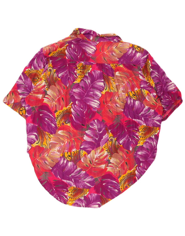 Chemise à manches courtes femme vintage UK 18 XL Floral multicolore