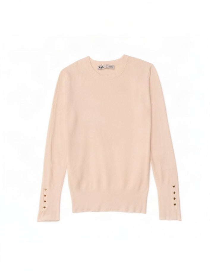 Zara Damen-Pullover mit Rundhalsausschnitt, Gr. 10, Größe S, Weiß