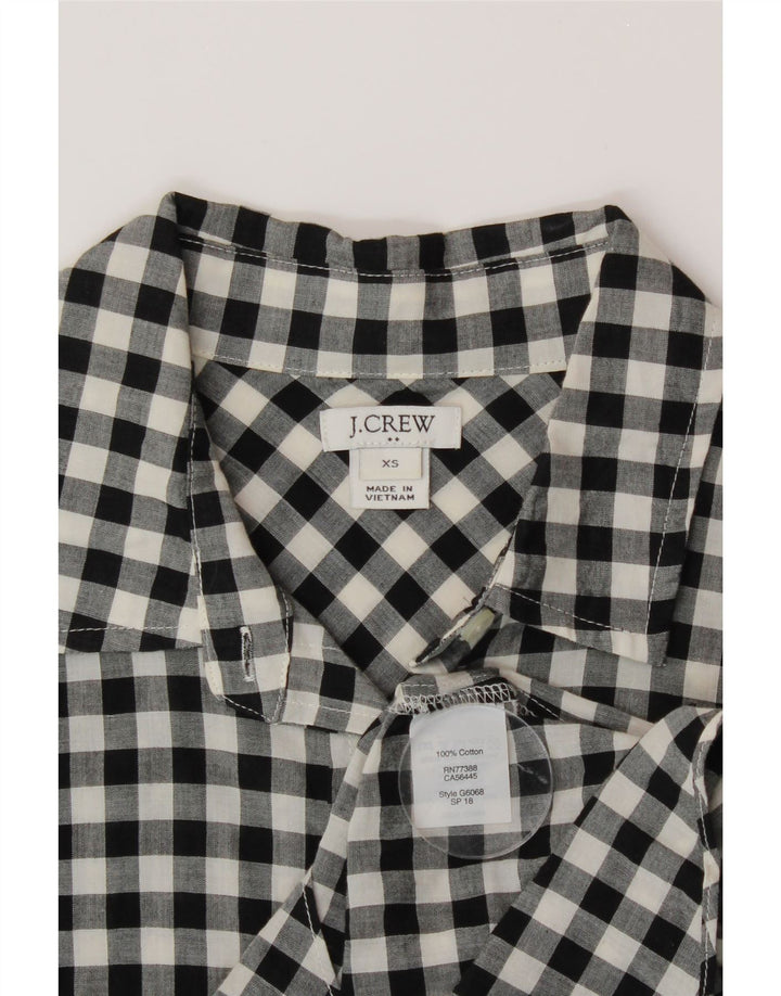 J. CREW Womens Front Tie Shirt UK 6 XS Black Check Cotton Vintage J. Crew and Second-Hand J. Crew from Messina Hembry 
