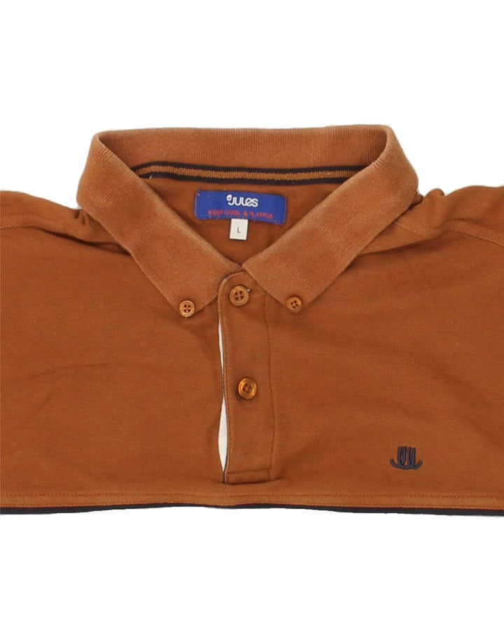 JULES Mens Polo Shirt Large Grey Colourblock Cotton Vintage Jules and Second-Hand Jules from Messina Hembry 