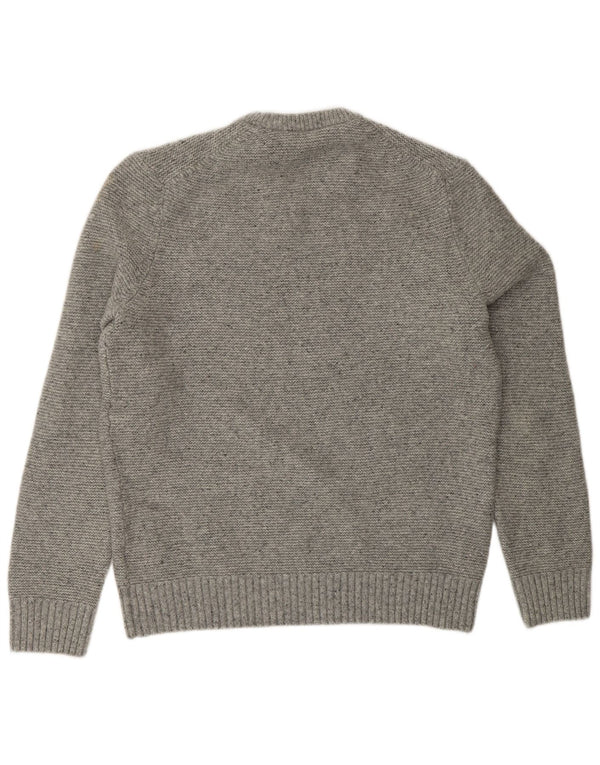 Gap Womens Crew Neck Jumper Sweater UK 16 Large Grey Flecked Lambswool