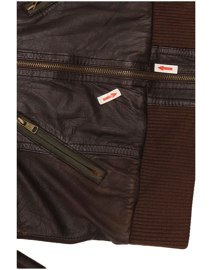 Bershka Dame Læderjakke UK 12 Medium Brun