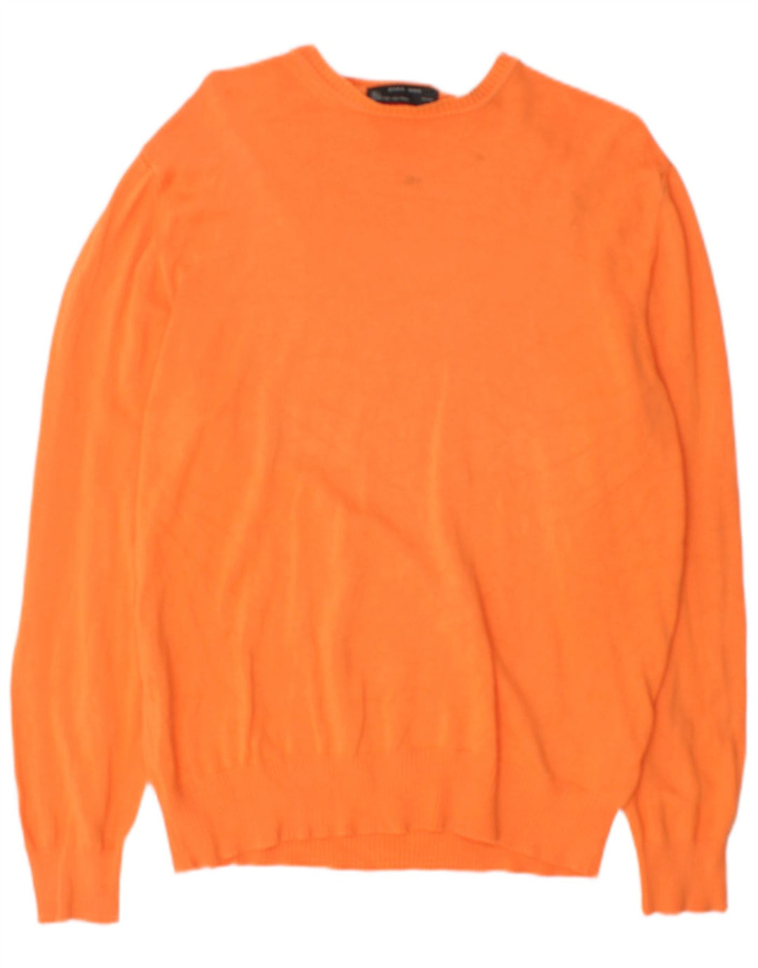Zara Mens Boat Neck Jumper Sweater Large Orange Cotton