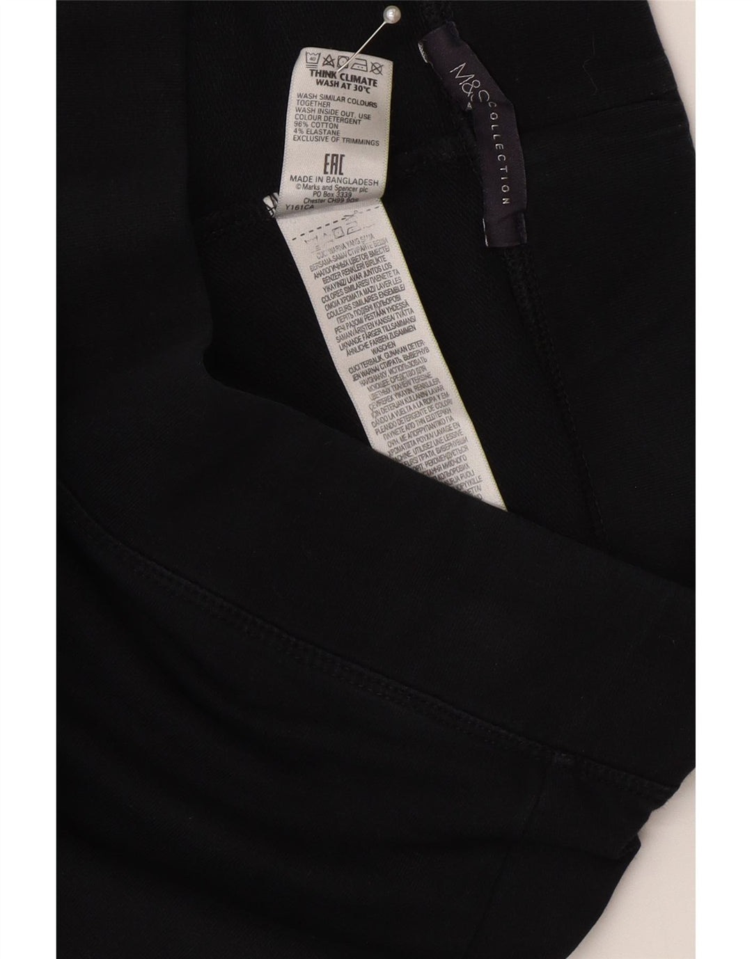 Marks & Spencer Womens Tracksuit Trousers UK 10 Small  Black Cotton