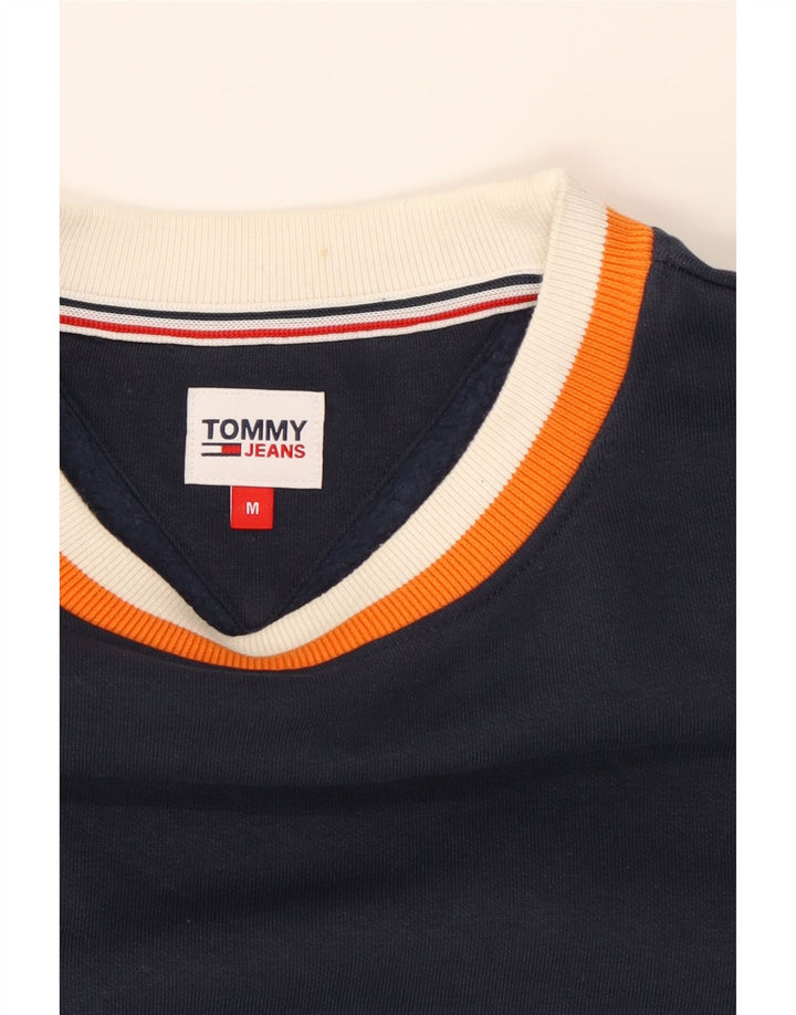 TOMMY HILFIGER Womens Crop Sweatshirt Jumper UK 14 Medium Navy Blue Vintage Tommy Hilfiger and Second-Hand Tommy Hilfiger from Messina Hembry 