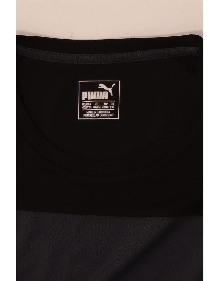 PUMA Herre T-Shirt Top 2XL Sort Colourblock