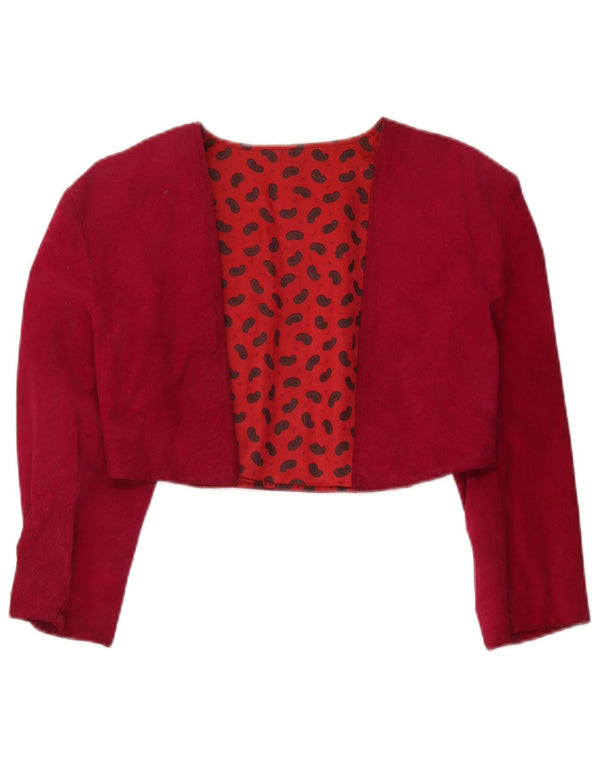 Jachetă Bolero Vintage pentru femei cu mâneci 3/4 UK 12 Medium Red