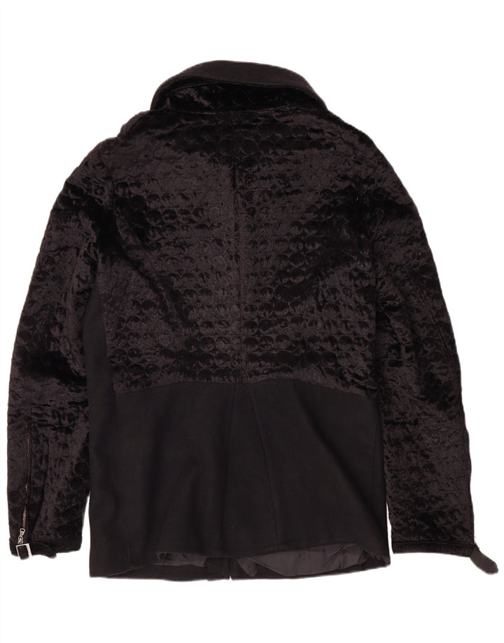 FERRE Womens Velvet Jacket UK 14 Large Black Wool Classic