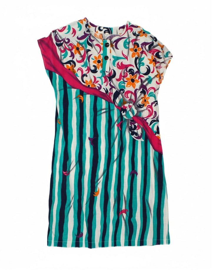 VINTAGE Womens Shift Dress UK 14 Medium Multicoloured Floral Cotton