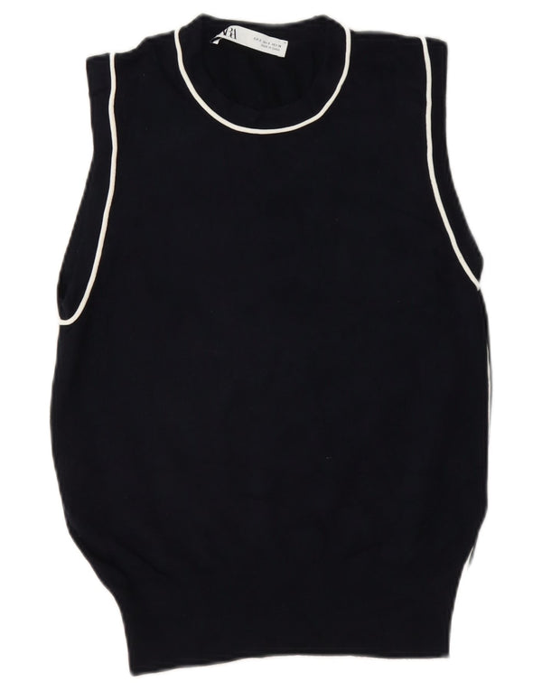 Zara Γυναικείο Γιλέκο Tank Top UK 10 Small Black Viscose