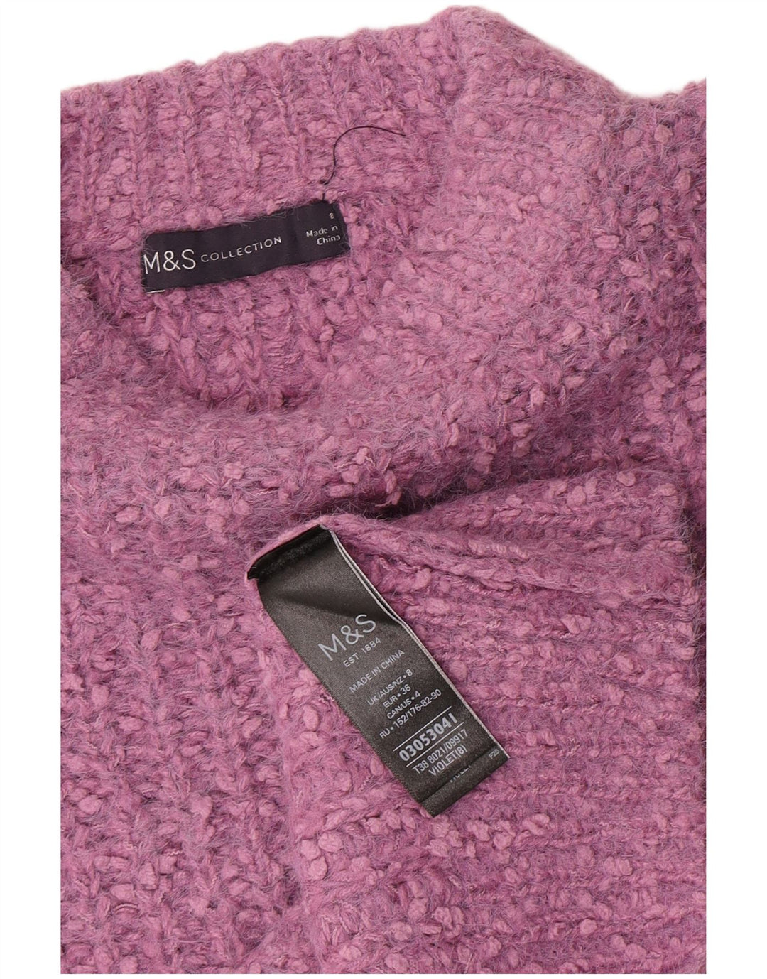 Marks & Spencer Womens Boat Neck Jumper Sweater UK 8 Small Purple Polyester