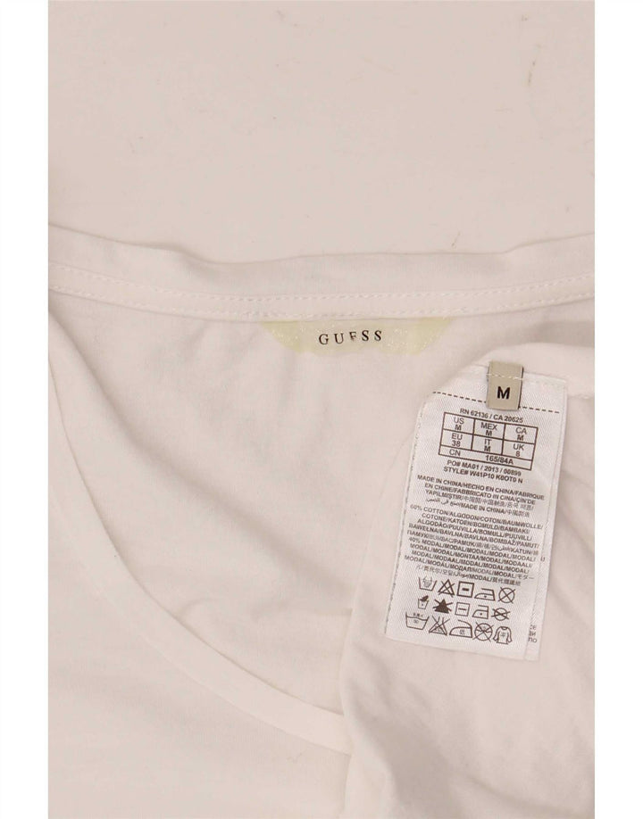 Guess Womens T-Shirt Top UK 8 Small White Cotton