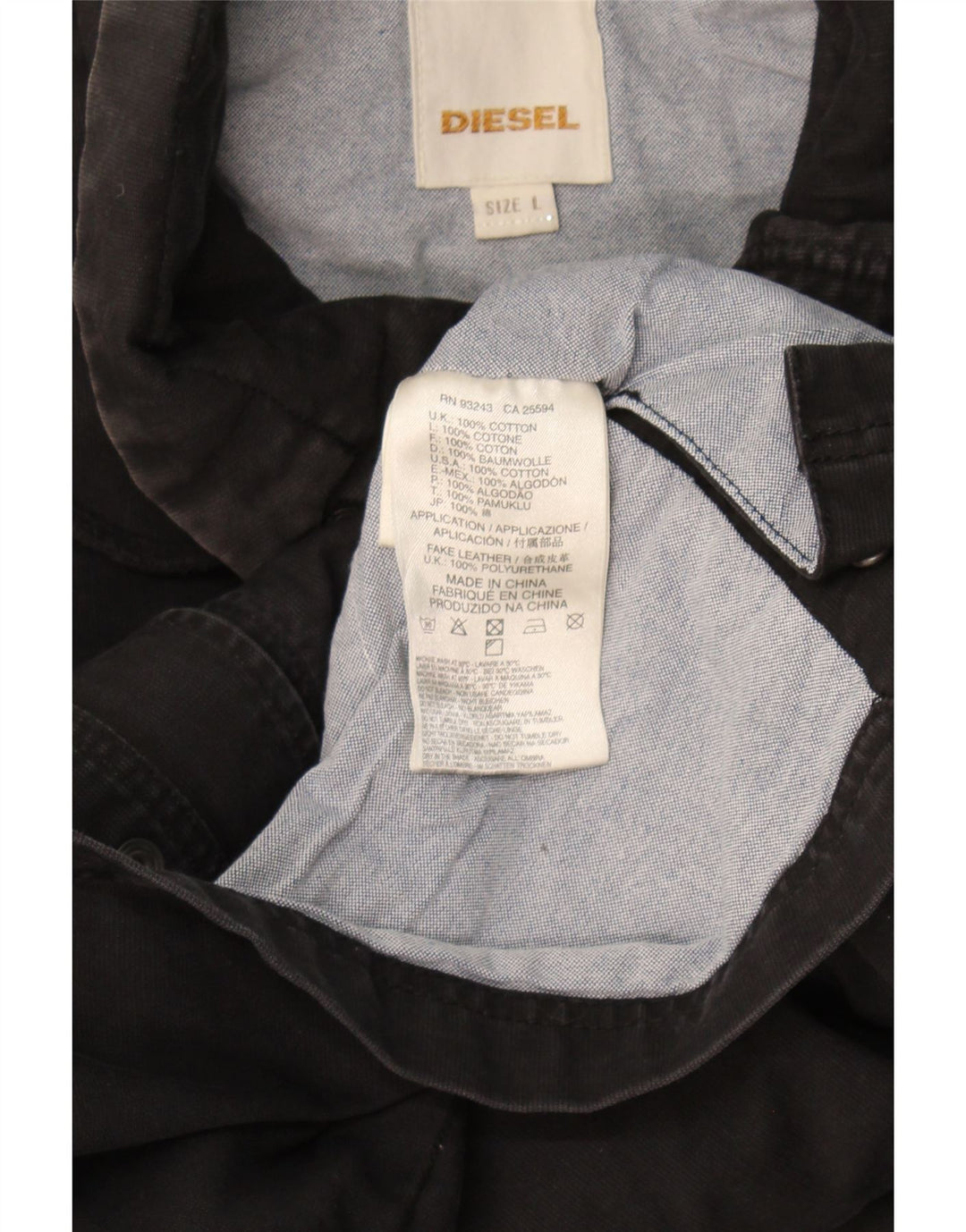 Diesel Mens Military Jacket UK 40 Large Black Cotton