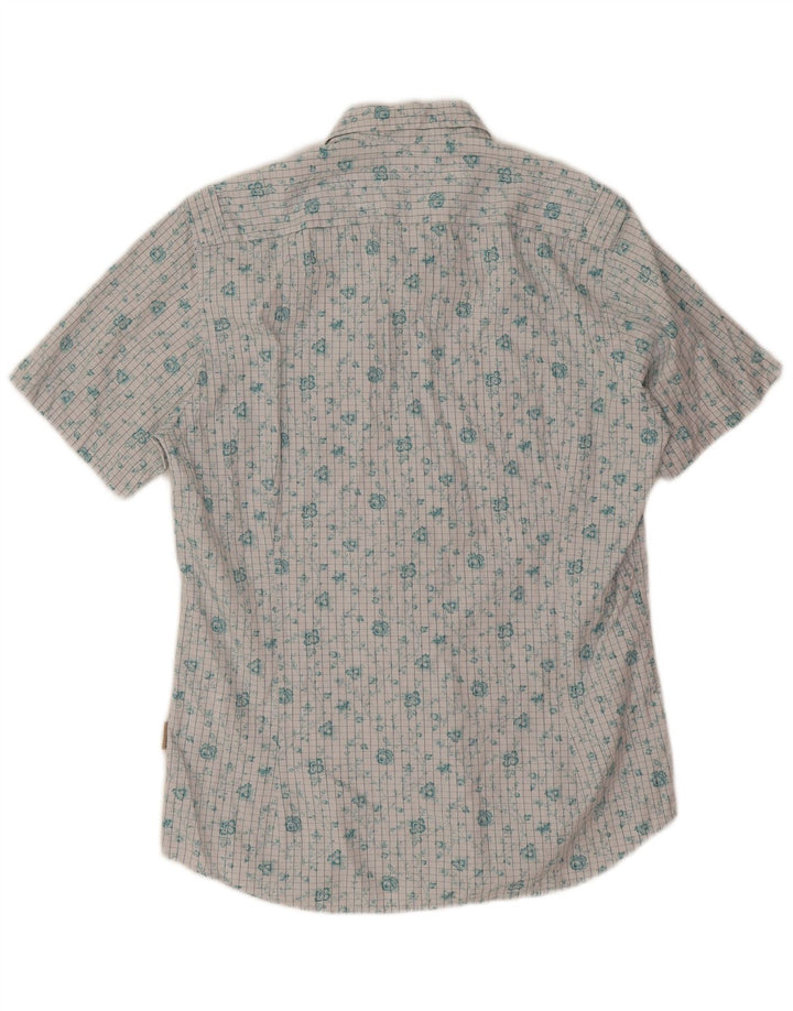 Ted Baker Mens Short Sleeve Shirt Size 3 Medium White Floral Cotton