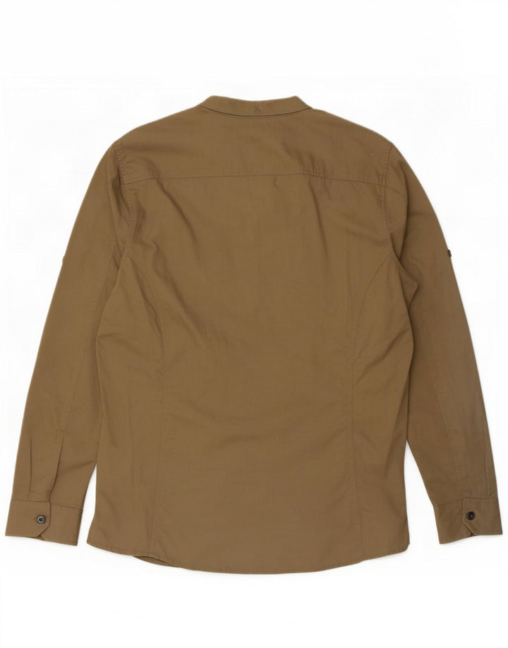 Vintage Mens Military Shirt Large Beige Cotton
