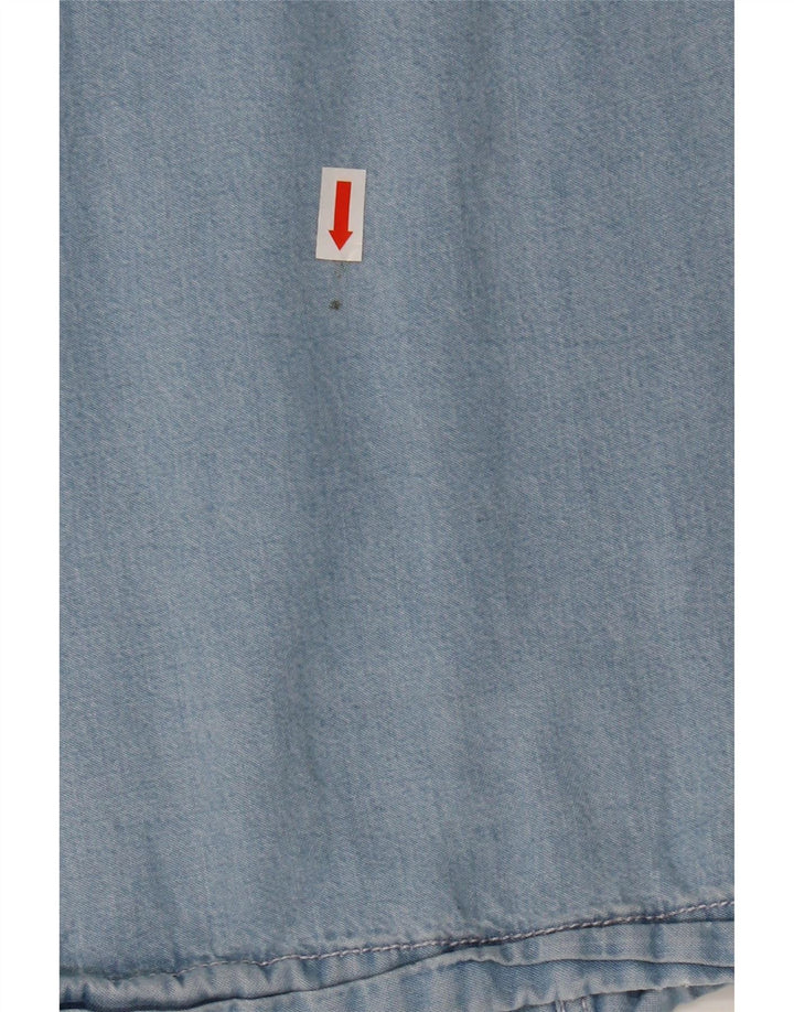 MARKS & SPENCER Womens Denim Blouse Top UK 20 2XL Blue Lyocell