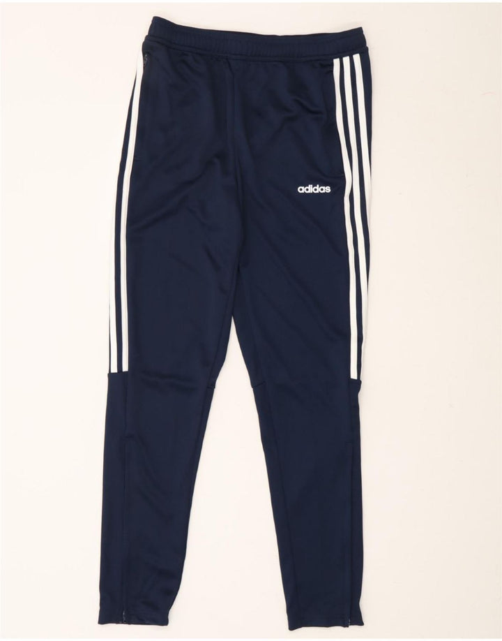 ADIDAS Boys Climalite Tracksuit Trousers 13-14 Years  Navy Blue Polyester Vintage Adidas and Second-Hand Adidas from Messina Hembry 