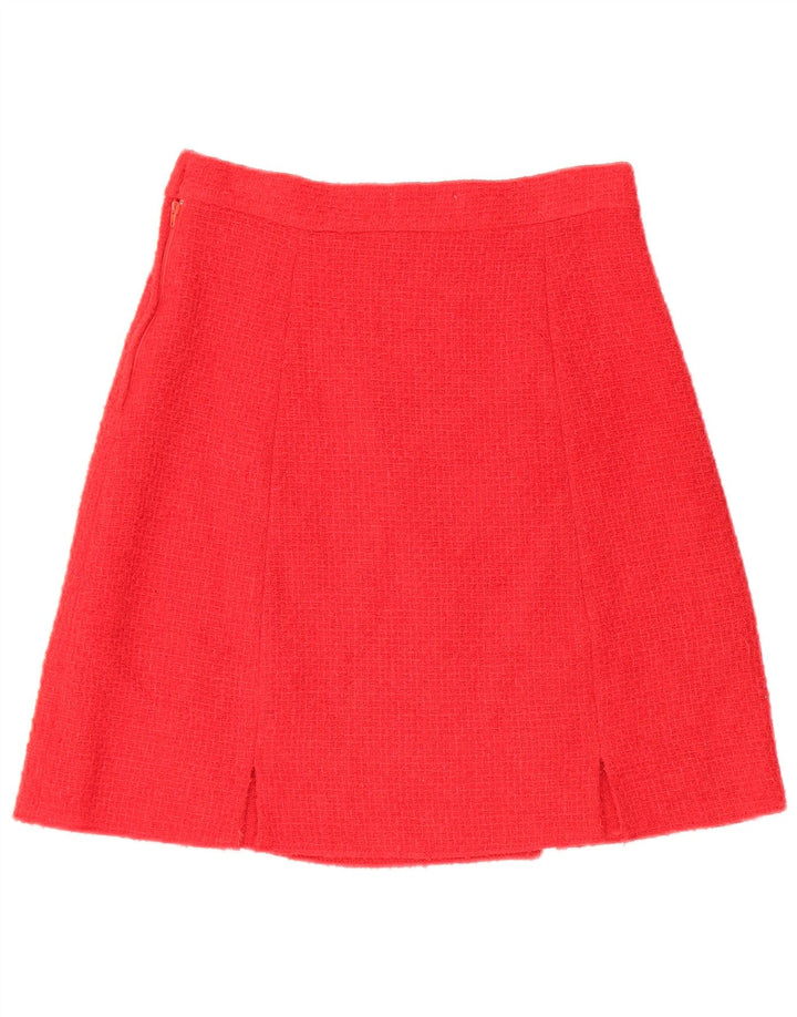 Vintage Damen 4-Knopf-2-teiliges Rock-Set UK 12 Medium W28 Rote Wolle