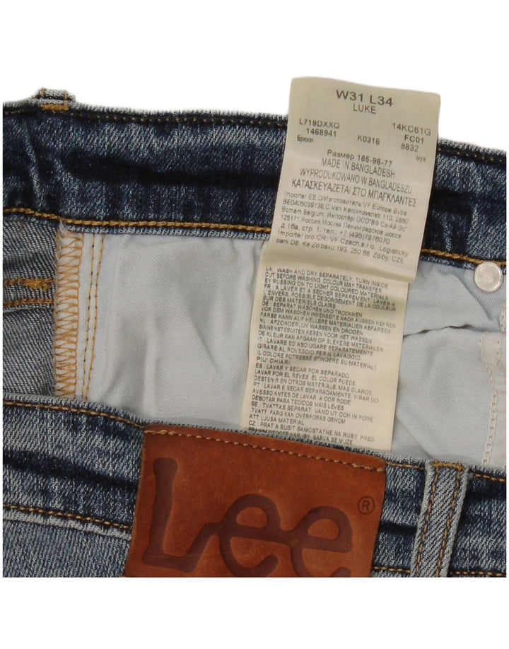 LEE Womens Luke Distressed Slim Jeans W31 L29 Blue Cotton