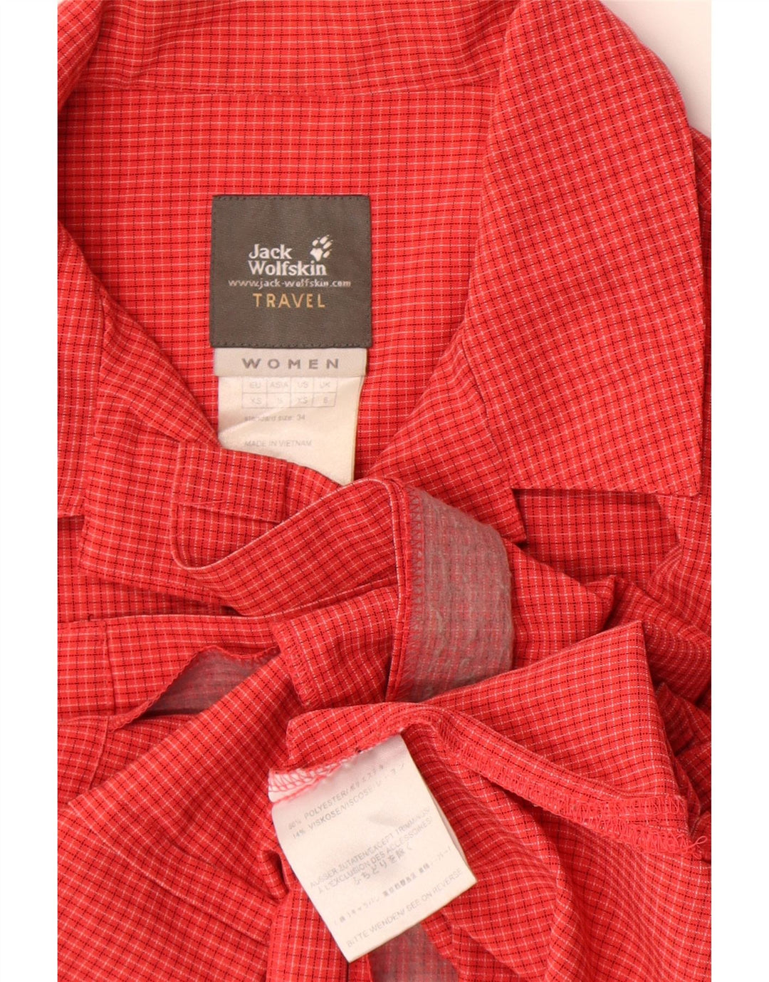 Jack Wolfskin Cămașă cu mânecă scurtă pentru femei UK 8 Small Red Check Poliester