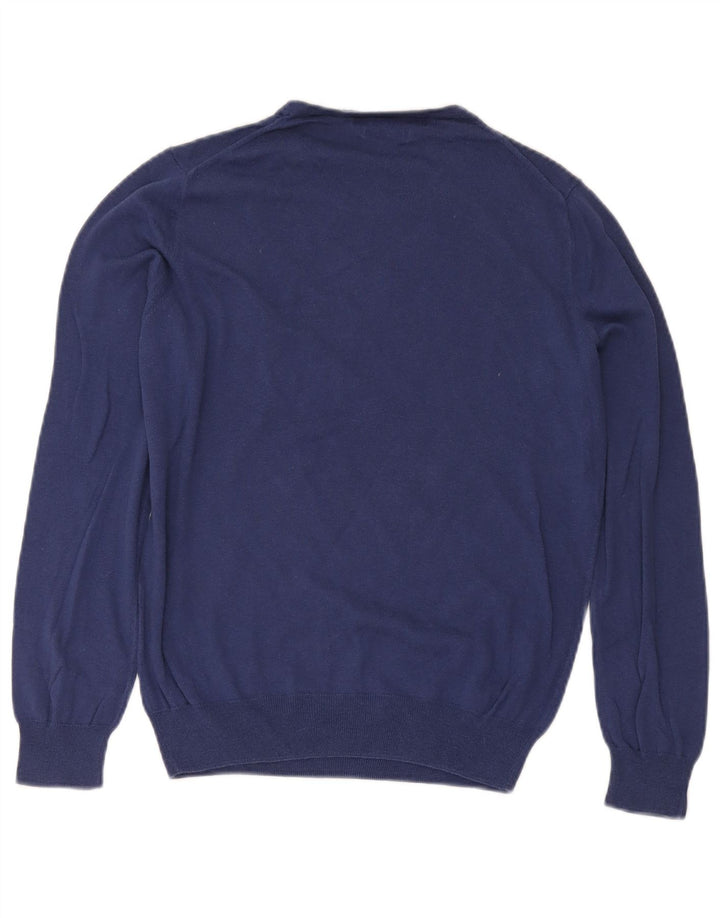 Zara Mens Crew Neck Jumper Sweater Medium Navy Blue Silk