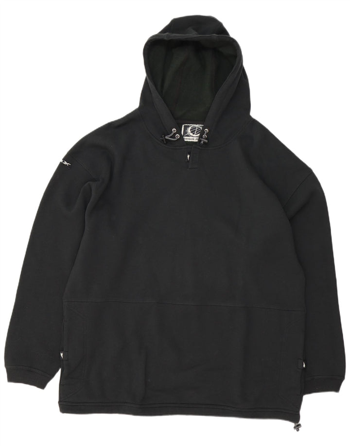 Reebok Mens Hoodie Jumper Large Black Cotton