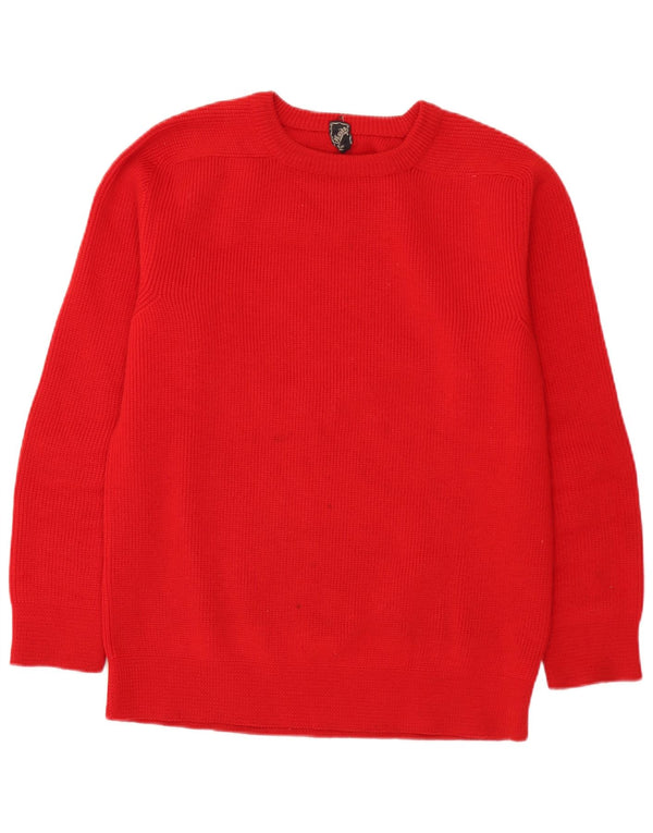 Vintage Herre Boat Neck Jumper Sweater Medium Rød