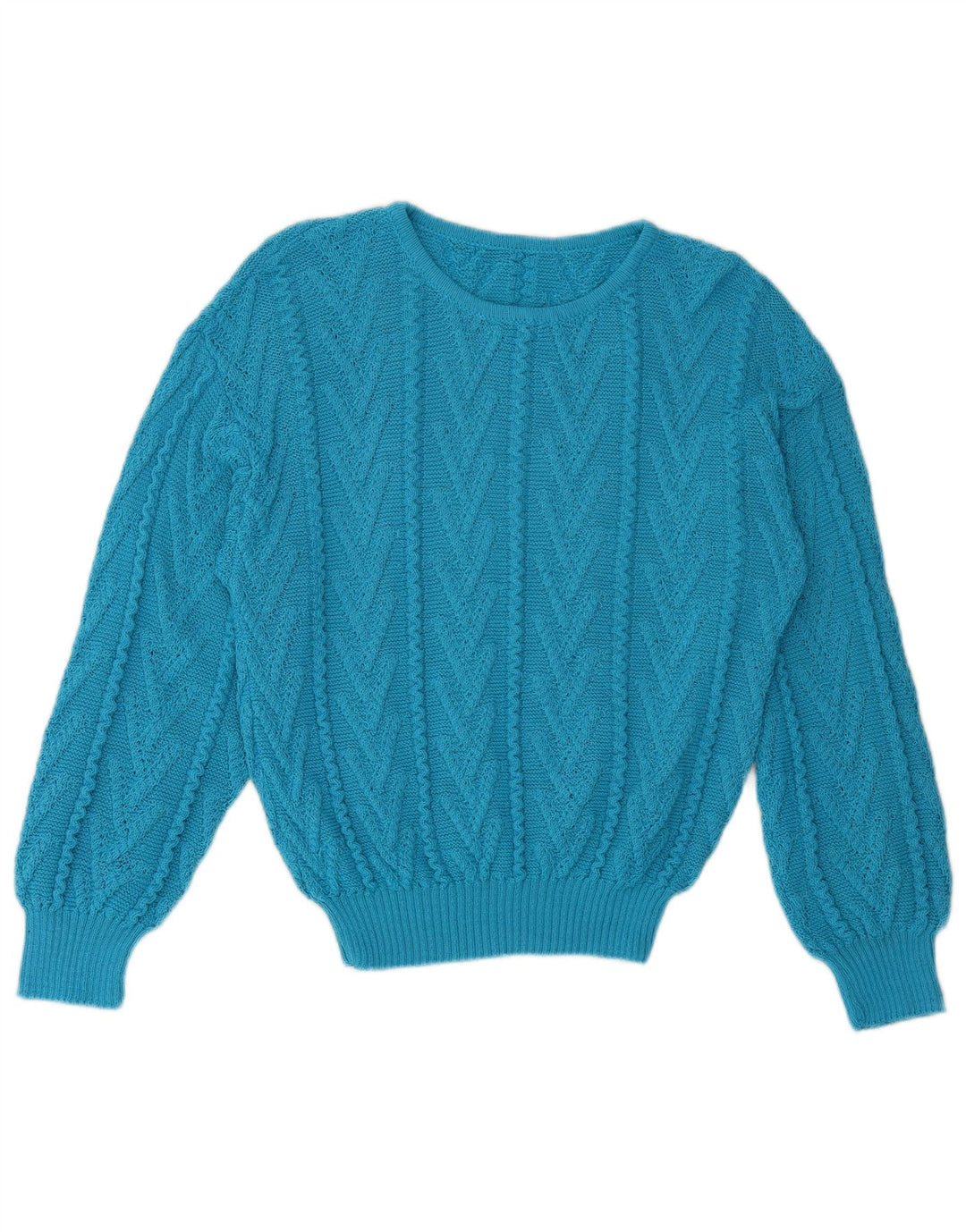 Vintage Womens Crew Neck Jumper Sweater UK 12 Medium Blue