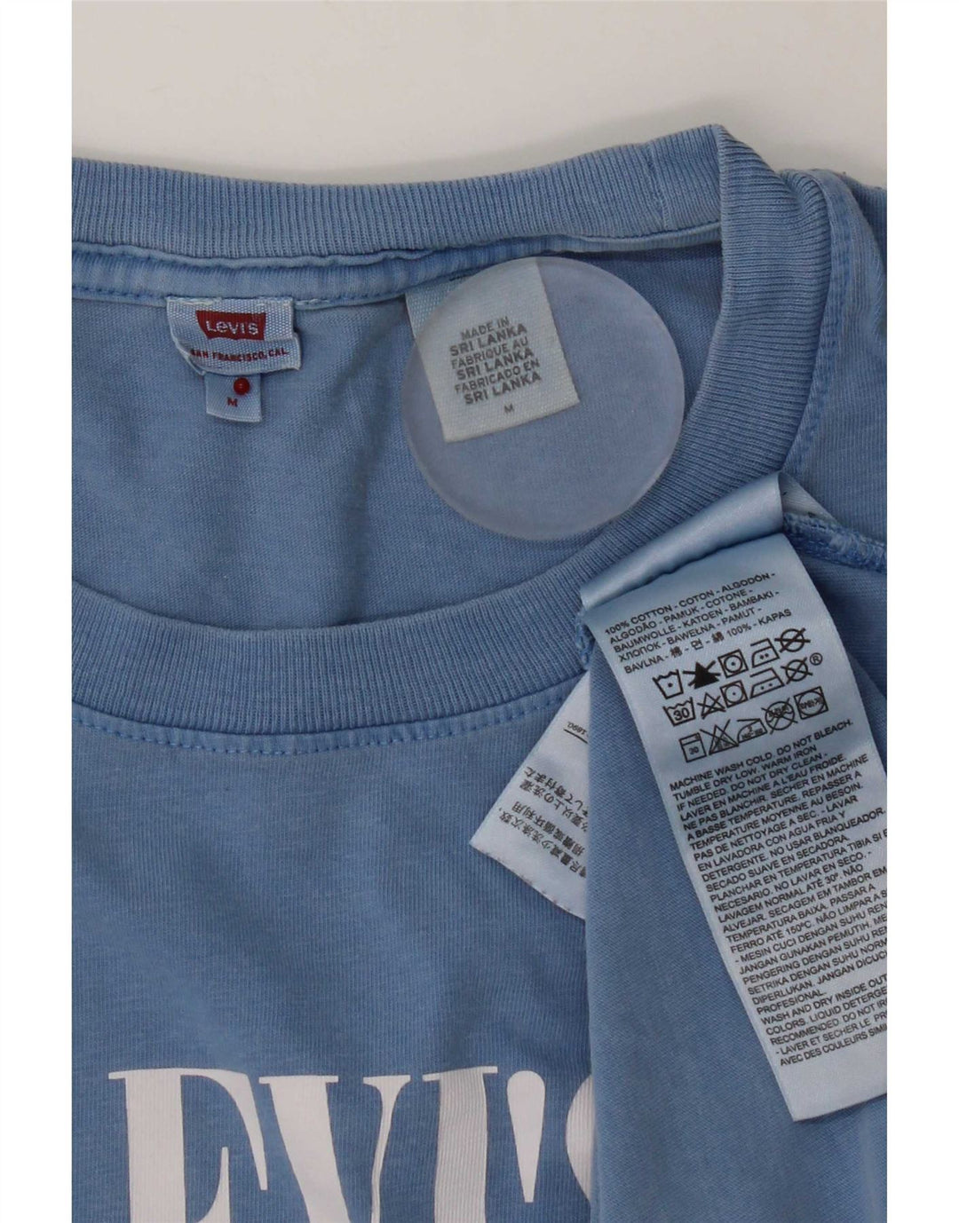 Levi's Grafisk T-shirt top til kvinder UK 14 Mellemblå bomuld