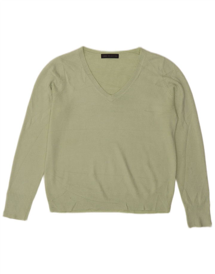 Marks & Spencer Womens V-Neck Jumper Sweater UK 16 Large Green