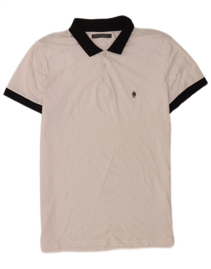 French Connection Mens Rugby Polo Shirt Large White Cotton