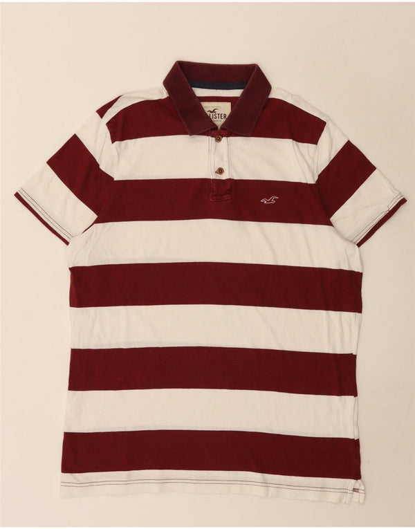 Polo Hollister da uomo grande in cotone a righe bordeaux