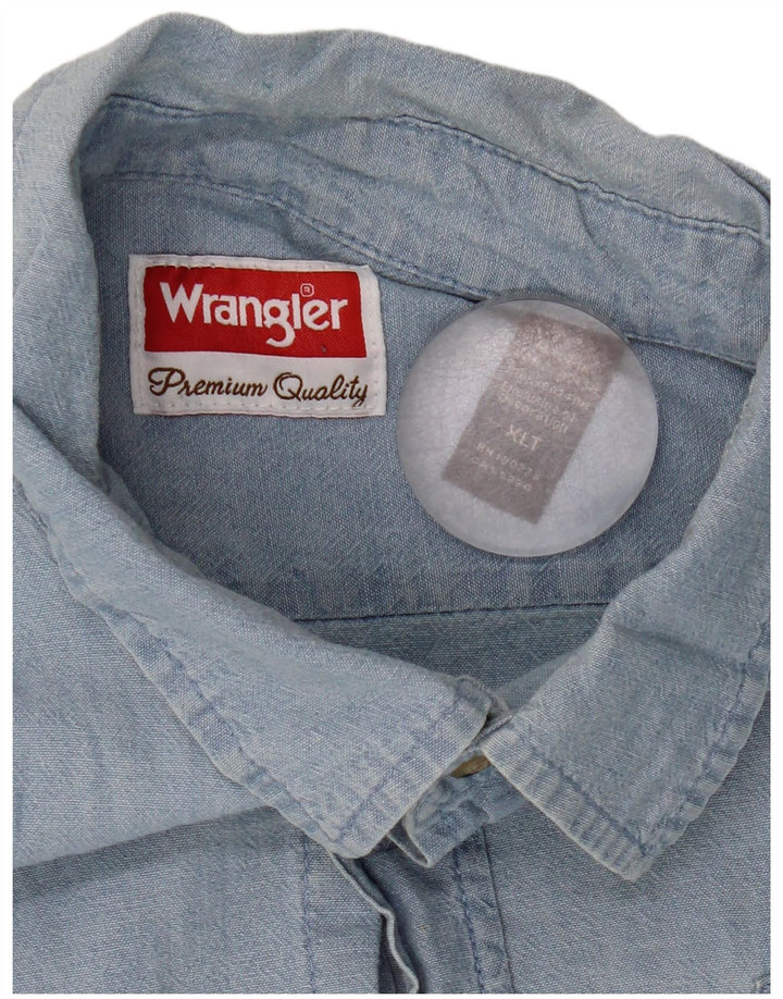 Wrangler Mens Tall Shirt XL Blue Cotton