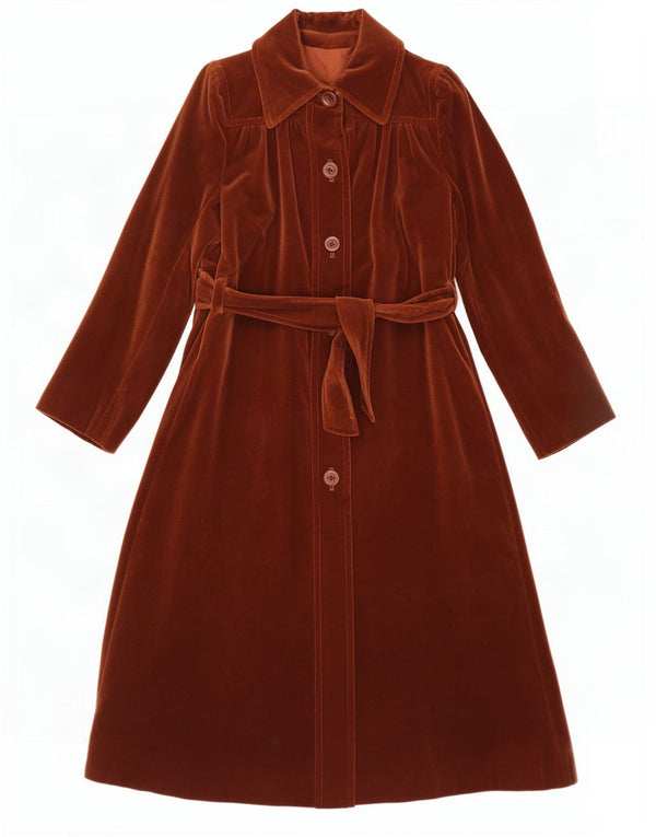 Vintage Womens Velvet Overcoat IT 44 Medium Brown