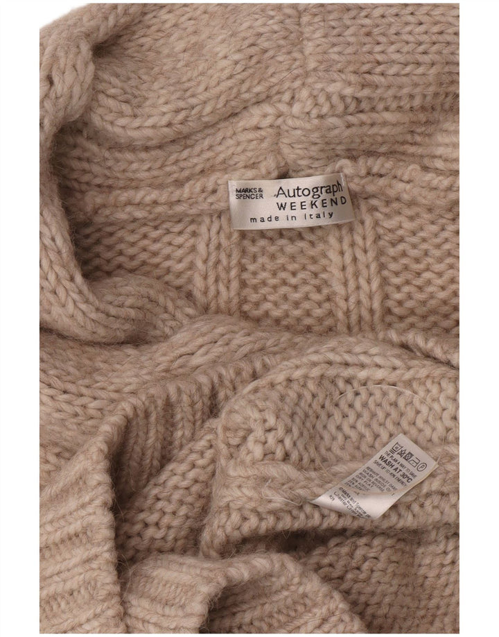 Marks & Spencer Womens Roll Neck Jumper Sweater UK 8 Small Beige Acrylic