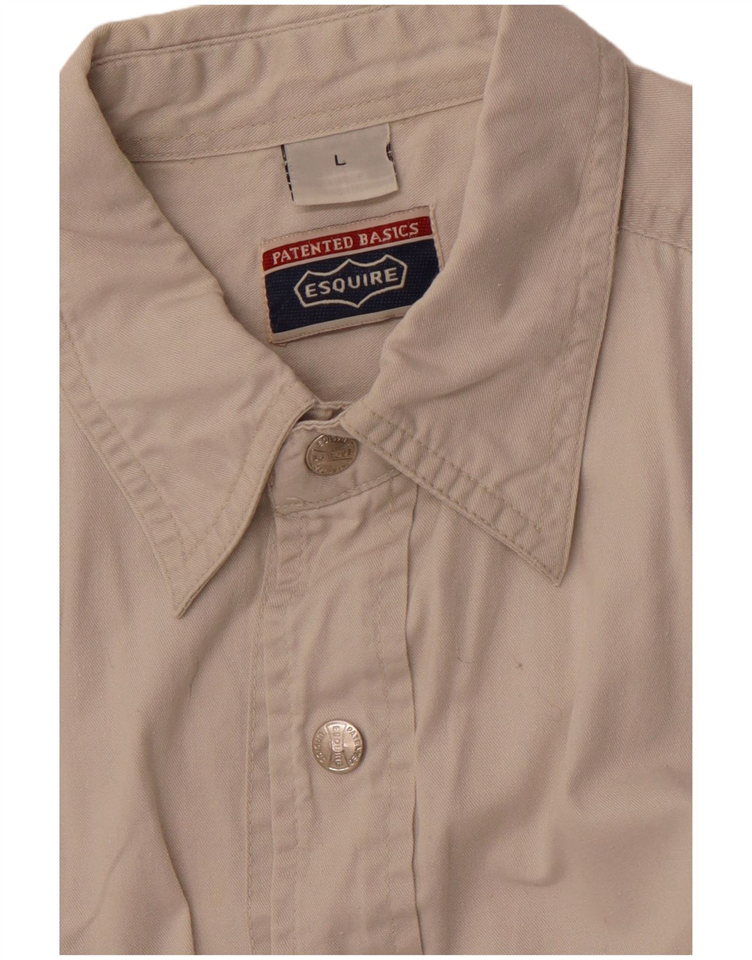 VINTAGE Mens Sleeveless Shirt Large Beige Cotton