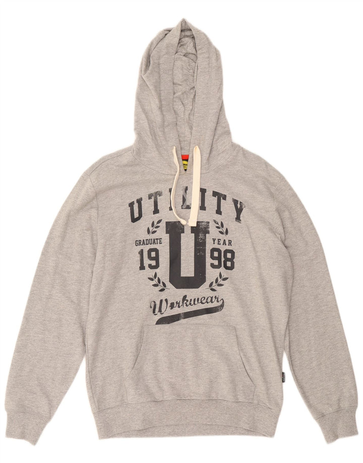 Diadora Mens Graphic Hoodie Jumper Medium Grey Cotton