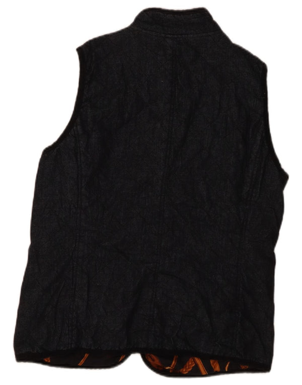 Ralph Lauren Womens Vendbar Quiltet Gilet UK 12 Medium Navy Blue Bomuld