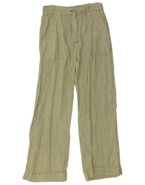 Zara Pantalon Chino Taille Haute Jambe Large Femme Small W26 L30 Vert