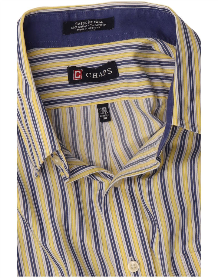 Chaps Mens Shirt Size 16 16 1/2 Large Yellow Striped Cotton
