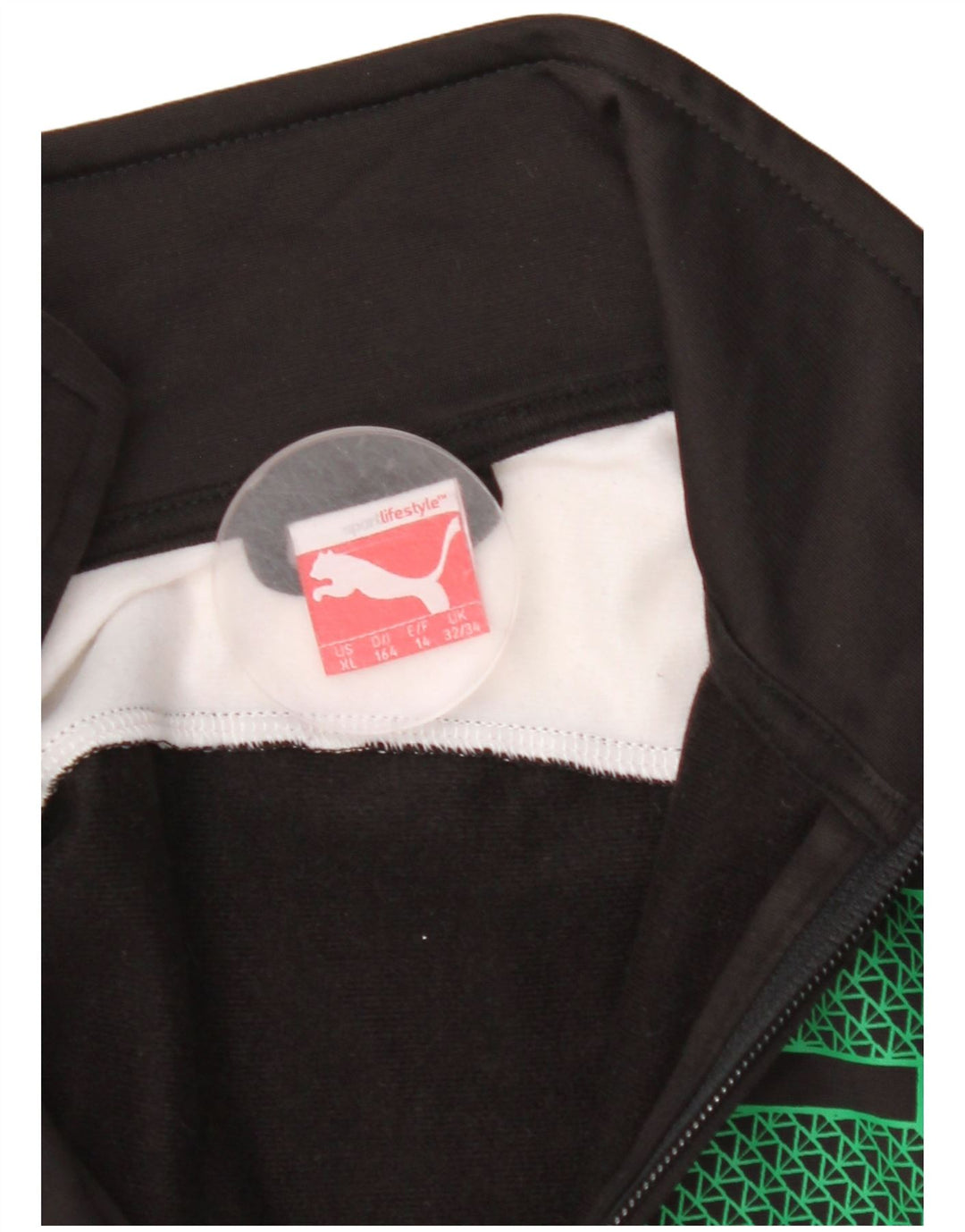 PUMA Boys Graphic Tracksuit Top Jacket 13-14 Years Black Colourblock