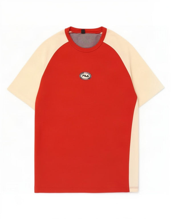 T-shirt grafica da uomo Fila Top XL in cotone color block rosso