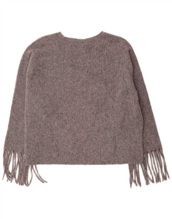 Zara Womens Oversized Boat Neck Jumper Sweater UK 16 Large Grey Polyester