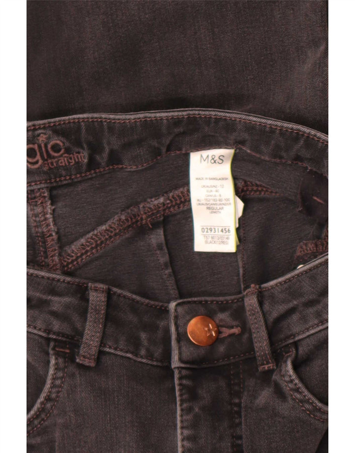 Marks & Spencer Dame Slim Jeans UK 12 Medium W30 L28 Sort Bomuld